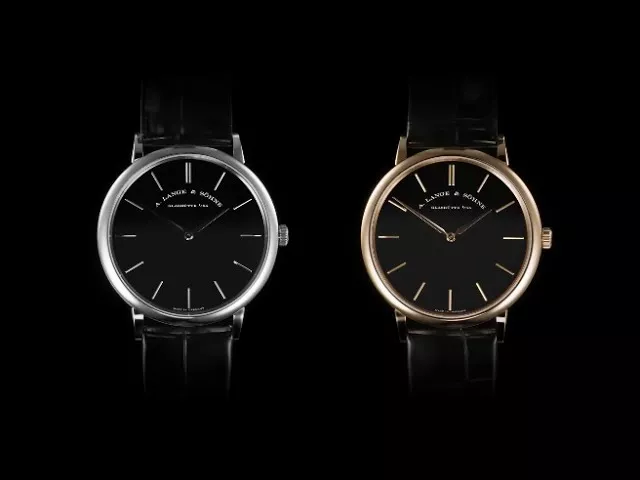 A Lange Sohne Saxonia Thin In Honeygold And Platinum